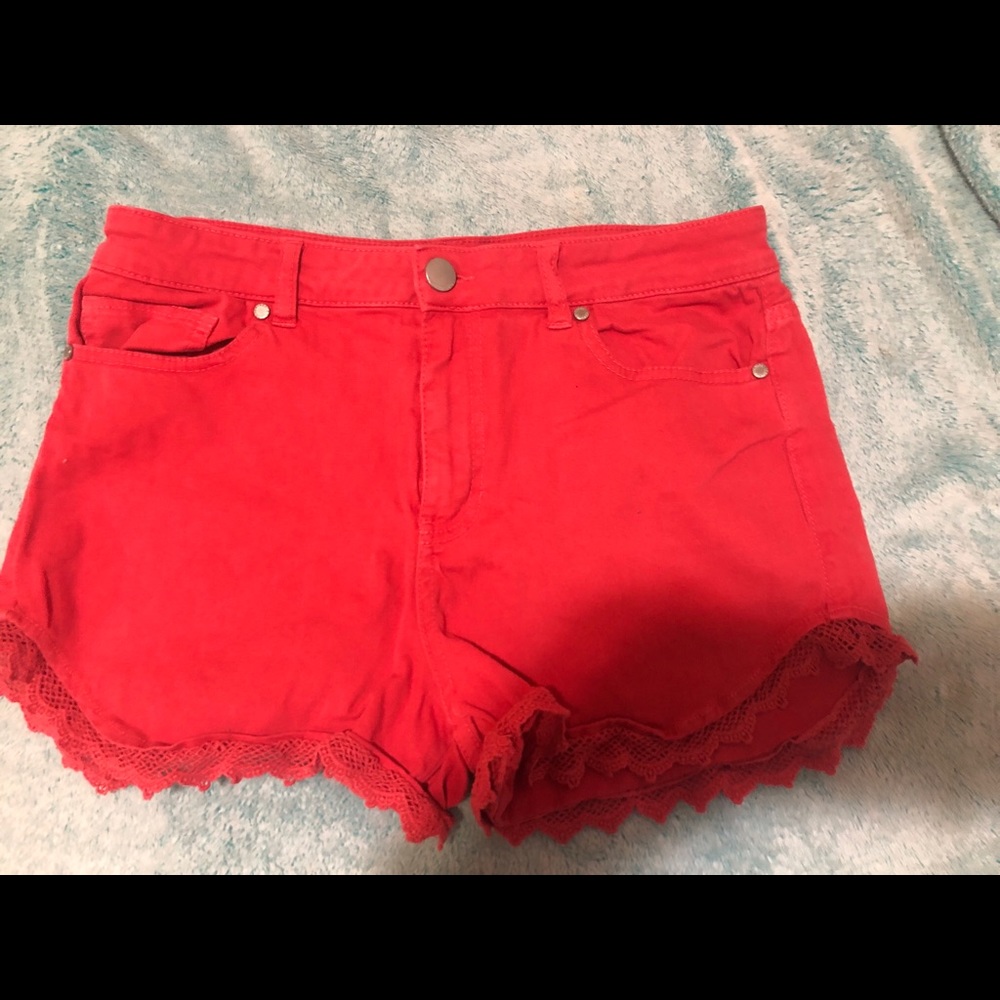 Burnt orange denim shorts